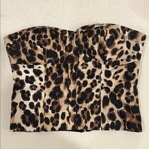 Bebe Leopard Print Strapless Top